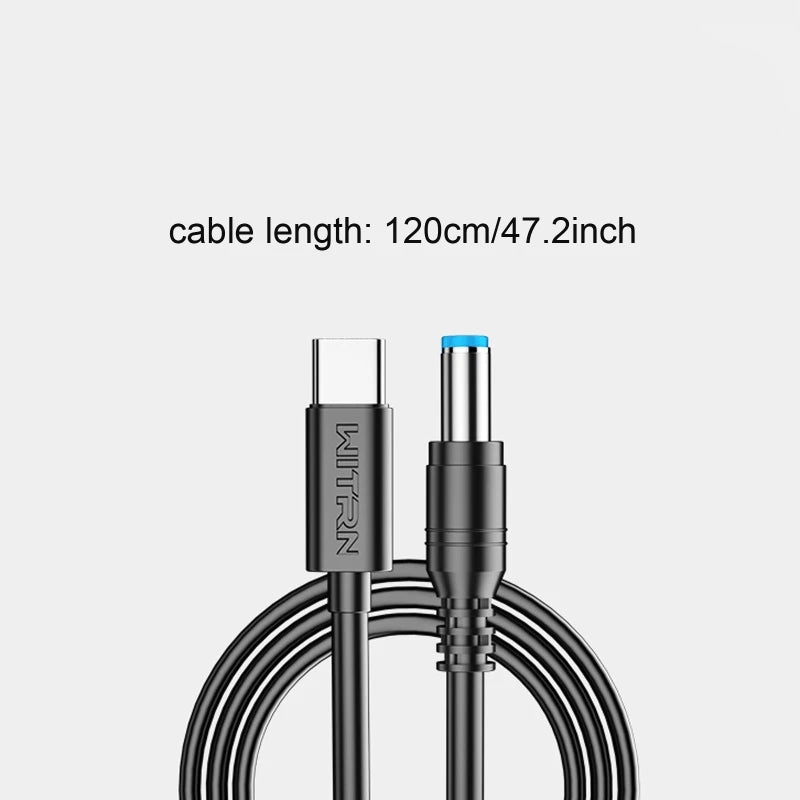 Type C PD to 12V 5.5x2.5mm Power Cable for Home Camera Desk lamp Speakers Headset WiFi Router and more 12V devices