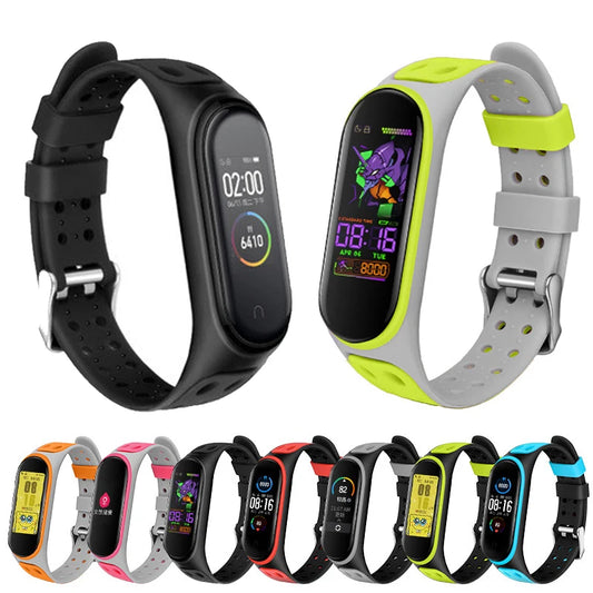 For Mi Band 3/4/5/6/7 Two Color Silicone Strap Mi Band Replacement Silicone Smart Wristband Xiaomi Mi Band 4 5 6 7 Bracelet