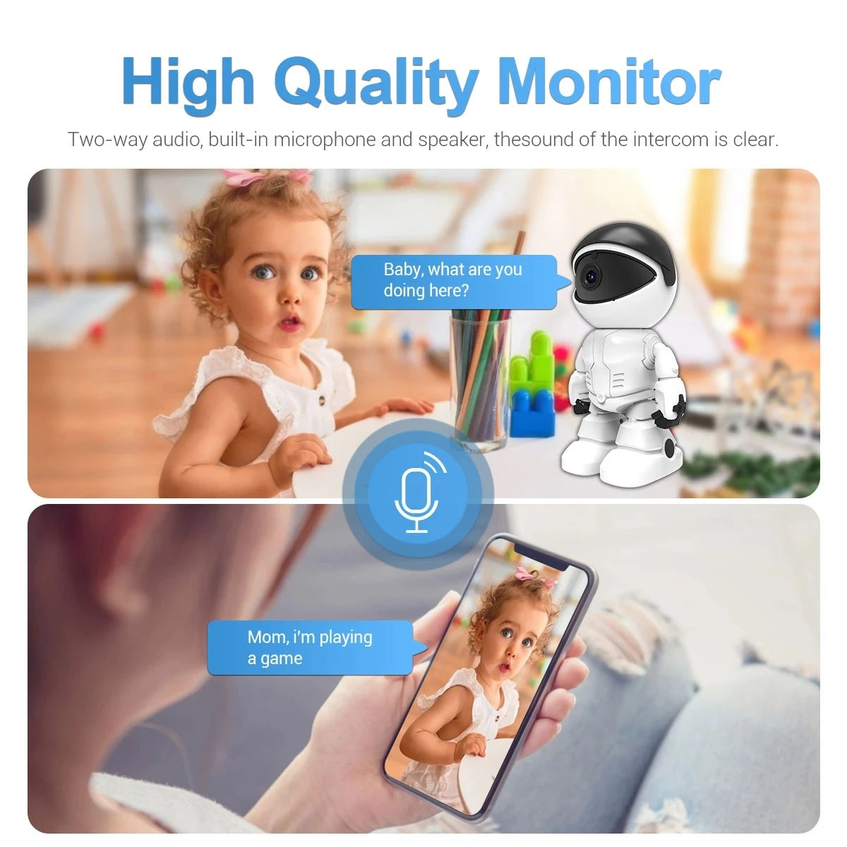 HONTUSEC YOOSEE Robot Camera Wifi 5MP Indoor Home Security Camera Night Vision Two Way Audio Auto Tracking Indoor Baby Monitor