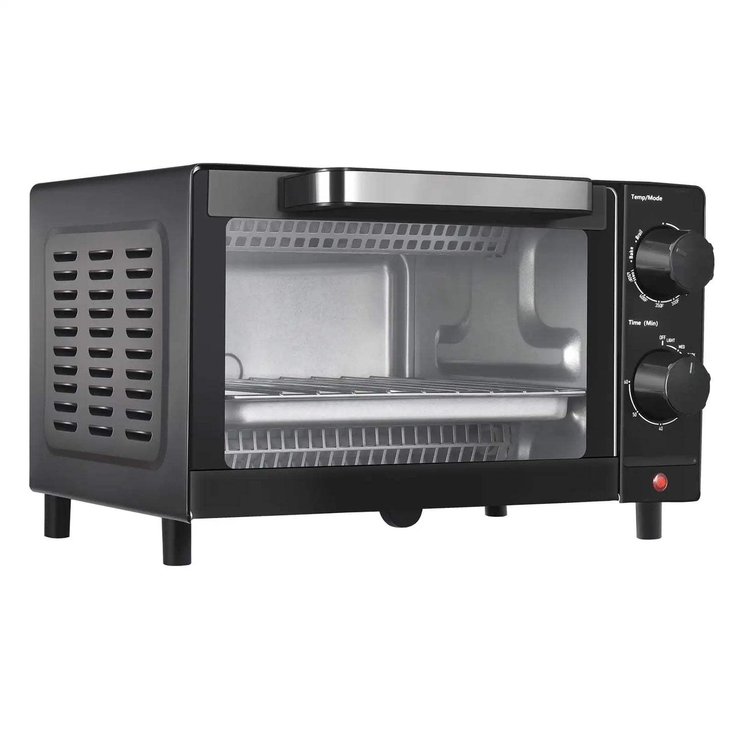 4 Slice Toaster Oven with 3 Setting Baking Rack and Pan Black New