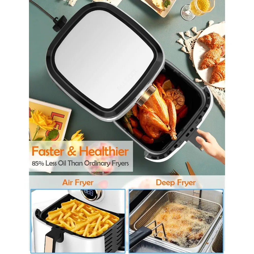 Air Fryer, ALLCOOL Airfryer Oven 8QT Large 1700W 8-in-1 with Touch Screen Air Fryers Dishwasher Safe Nonstick Basket