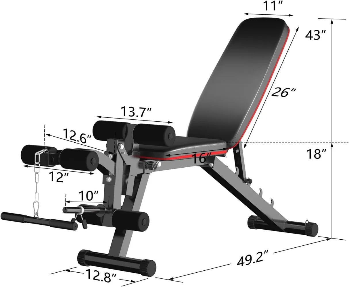 Adjustable Weight Bench Workout Bench with Leg Extension, Incline Decline Exercise Bench Strength Training Equipment Home Gym