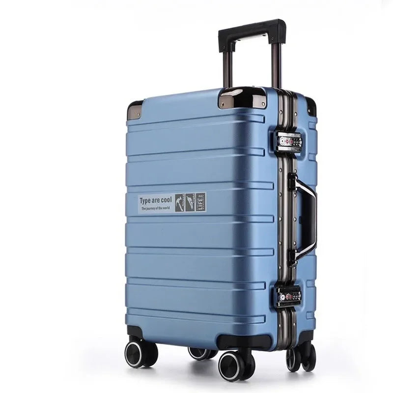 2024 Aluminum Frame Rolling Luggage Neutral Both Men Women Travel Suitcase Universal Wheel Password Boarding Suitcase