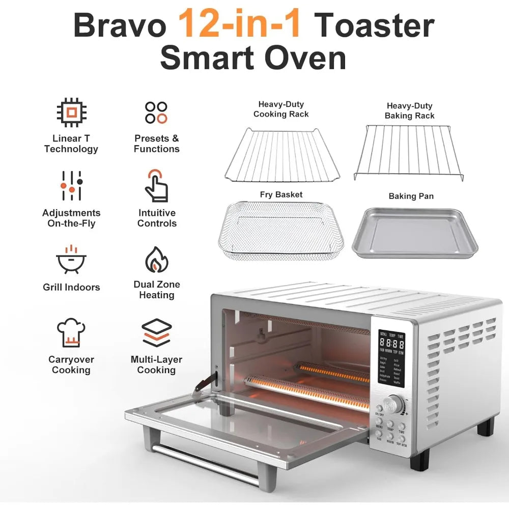 Bravo Air Fryer Toaster Smart Oven, 12-in-1 Countertop Convection, 1800 Watts, 21-Qt Capacity