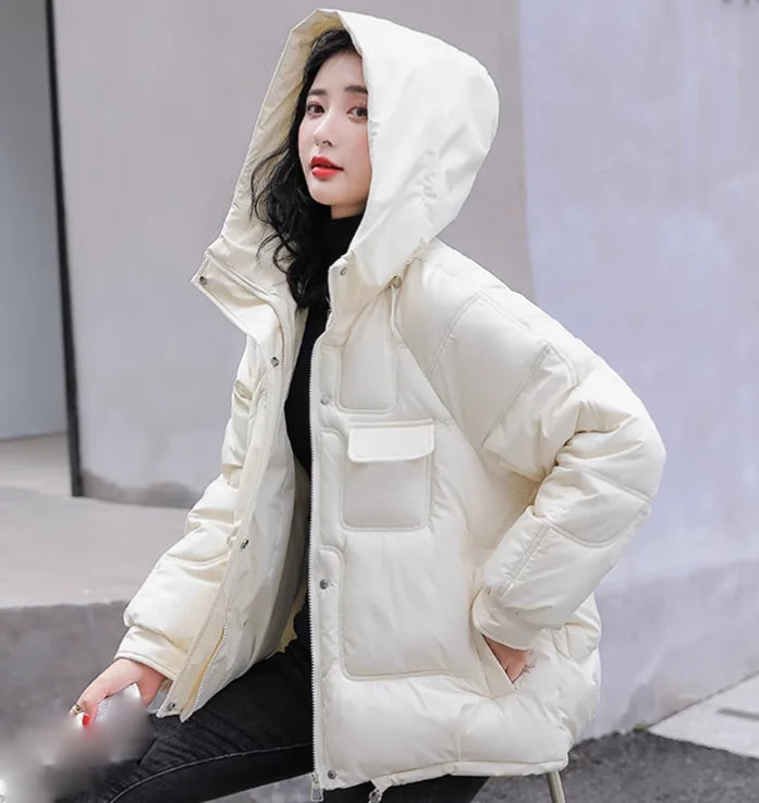 Women's Clothing Fashion Hooded loose short down coat Winter New  S2