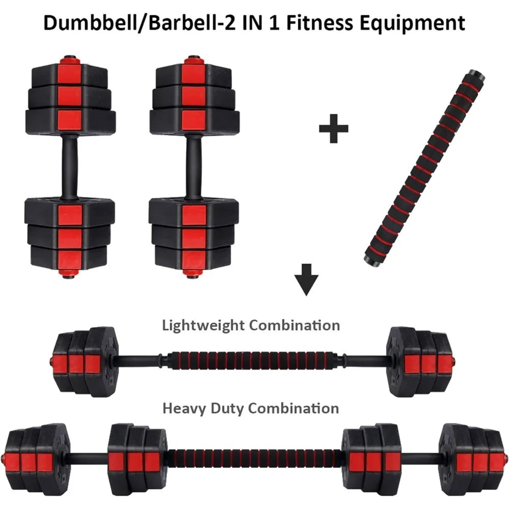 Dumbbells Set, Adjustable Weights 3-in-1 Set Barbell 44Lb/66Lb, Home Gym Equipment for Men Women Gym Workout Fitness Exercise