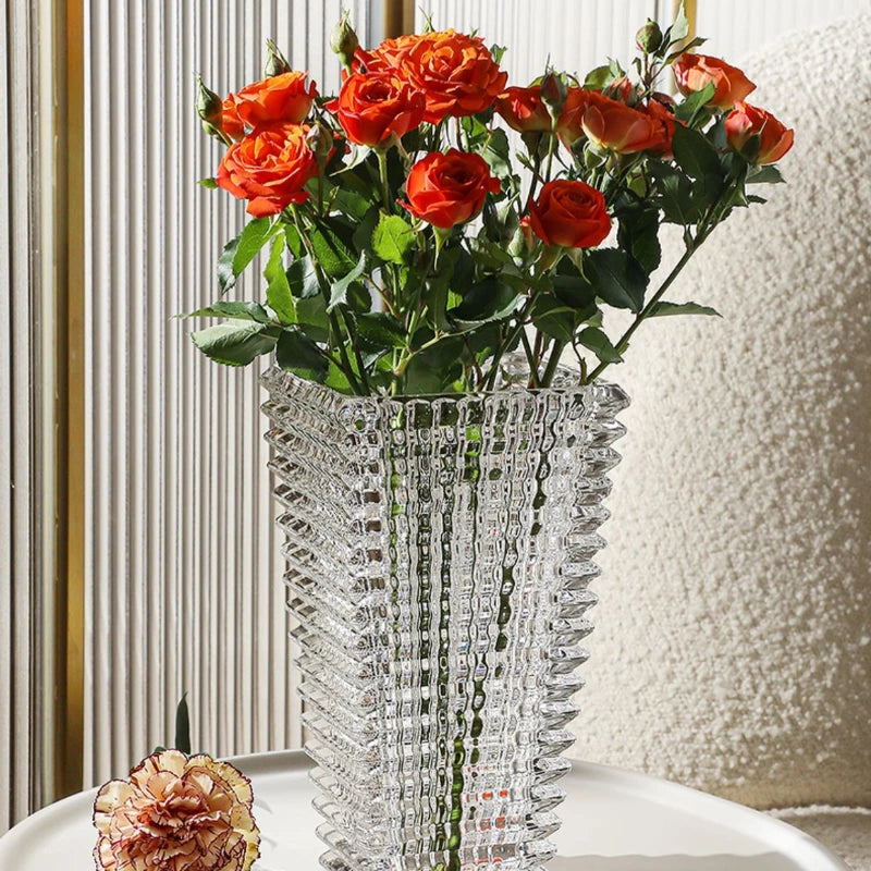 Bright and Heavy Crystal Glass Vase, Dried Flowers, Desktop Decoration, Decorative Utensils, Home Decorations