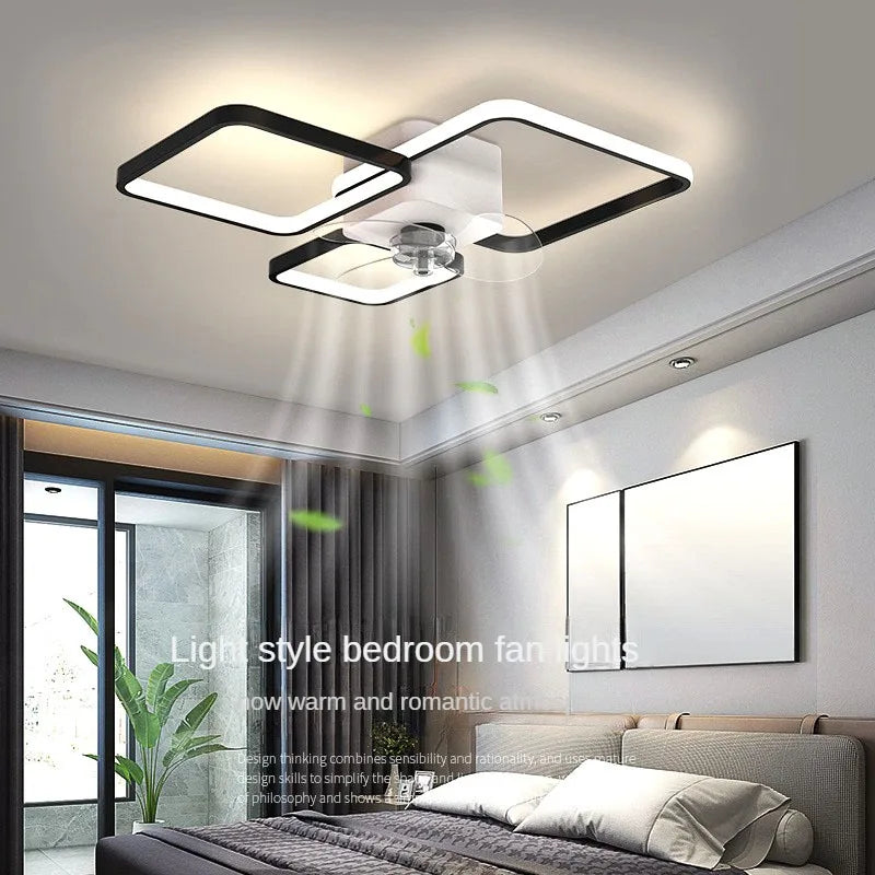 Modern Simple Led Ceiling Lamp With Smart Quiet Fan For Bedroom Restaurant Living Room Remote Control Light Home Decor Fixture