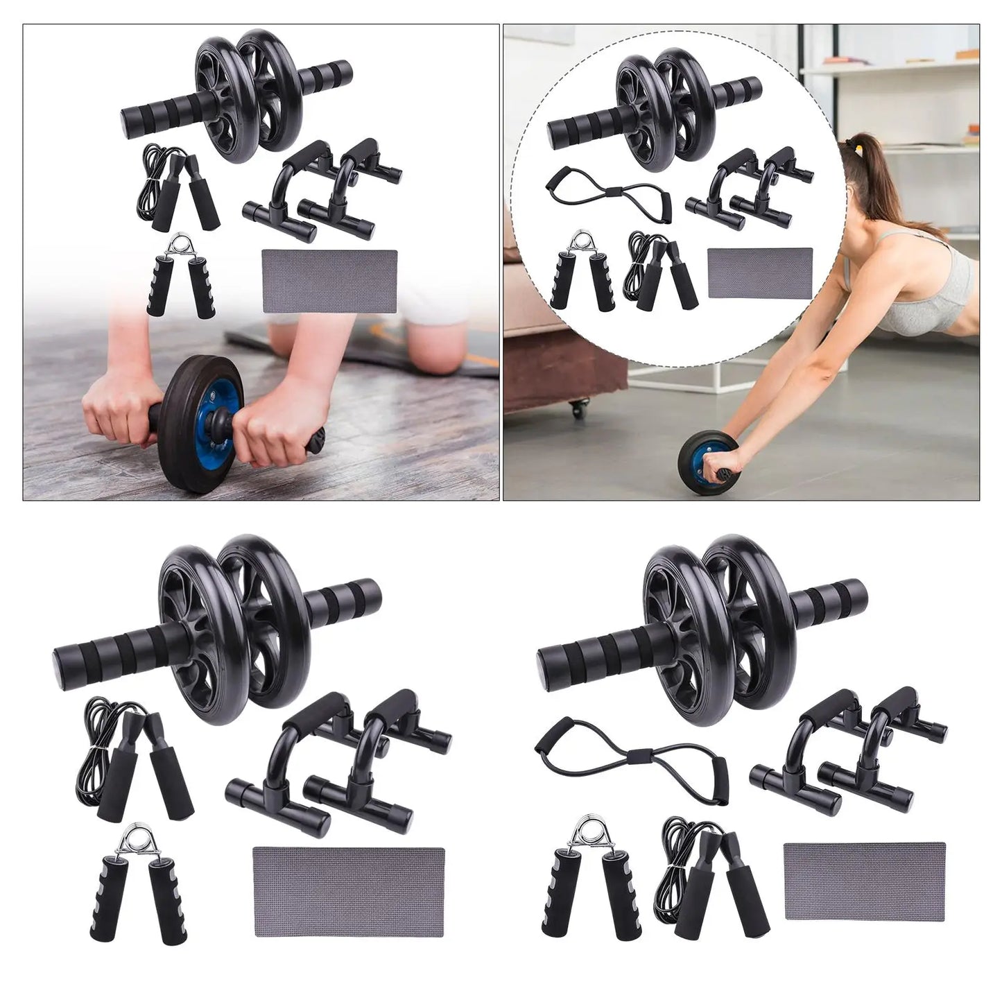 Ab Workout Equipment for Men Women with Abdominal Wheel, Knee Pad, Hand Gripper,