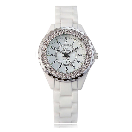 Luxury Crystal Women Wristwatches  White Ceramic Lady Watch Quartz Luxury Women Watches Ladies Wrist Watch for Female Relojes