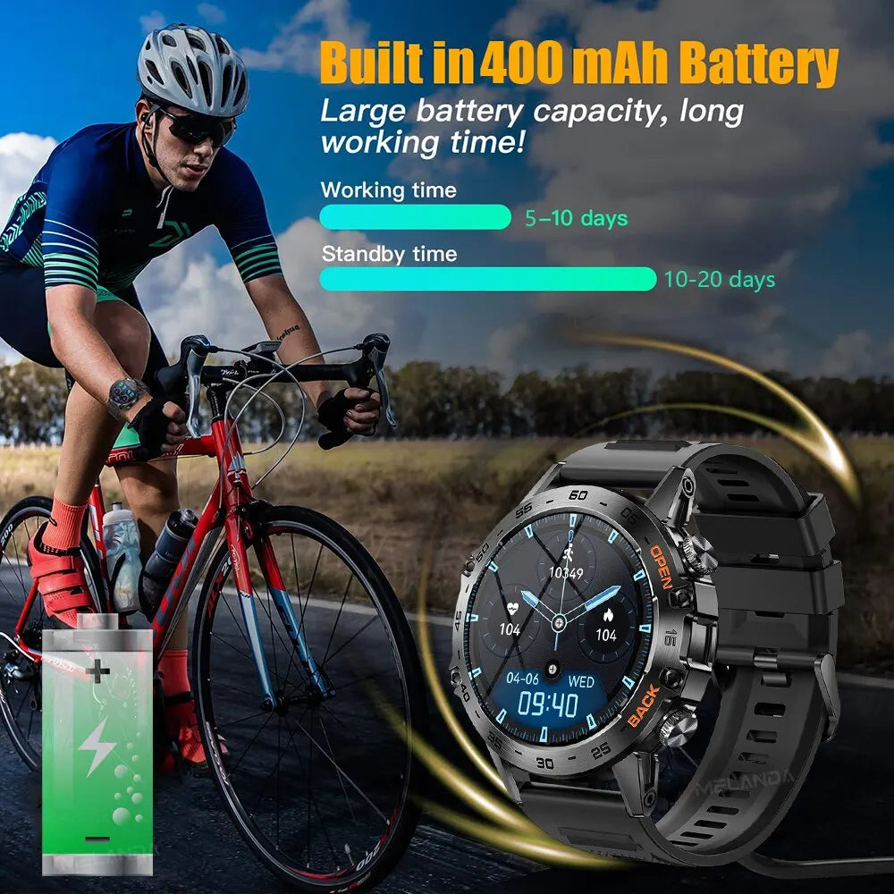 MELANDA Steel 1.39 Bluetooth Call Smart Watch Men Sports Fitness Tracker Watches IP67 Waterproof Smartwatch for Android IOS K52