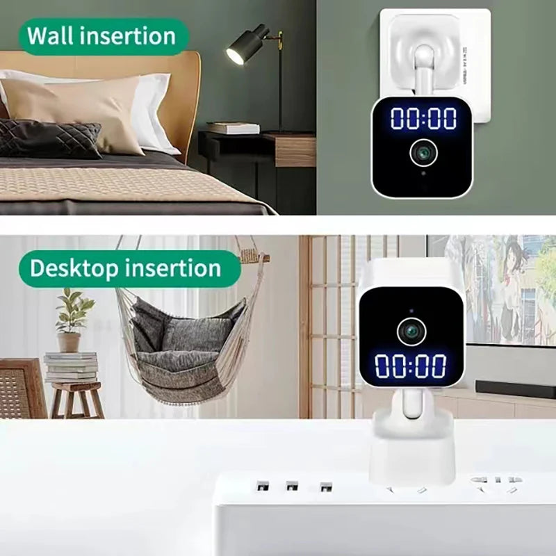 Tuya WiFi Surveillance Camera EU&US Plug Design Home Clock Video Recorder Graffiti Smart HD Camera Vlogging Camera Action Camera