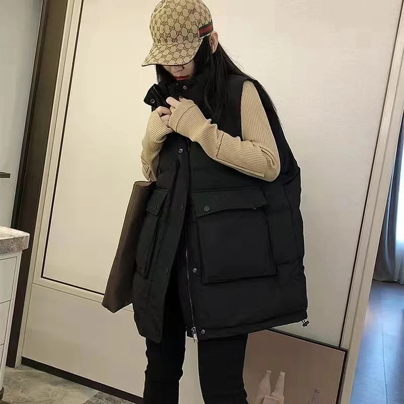 Fashion Down Cotton Vest Women's Clothing Autumn Winter Coats 2022 New Korean Loose thickened Vest Jackets Female Overcoat jp430