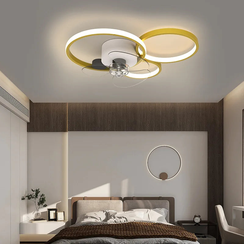 Modern Simple Led Ceiling Lamp With Smart Quiet Fan For Bedroom Restaurant Living Room Remote Control Light Home Decor Fixture