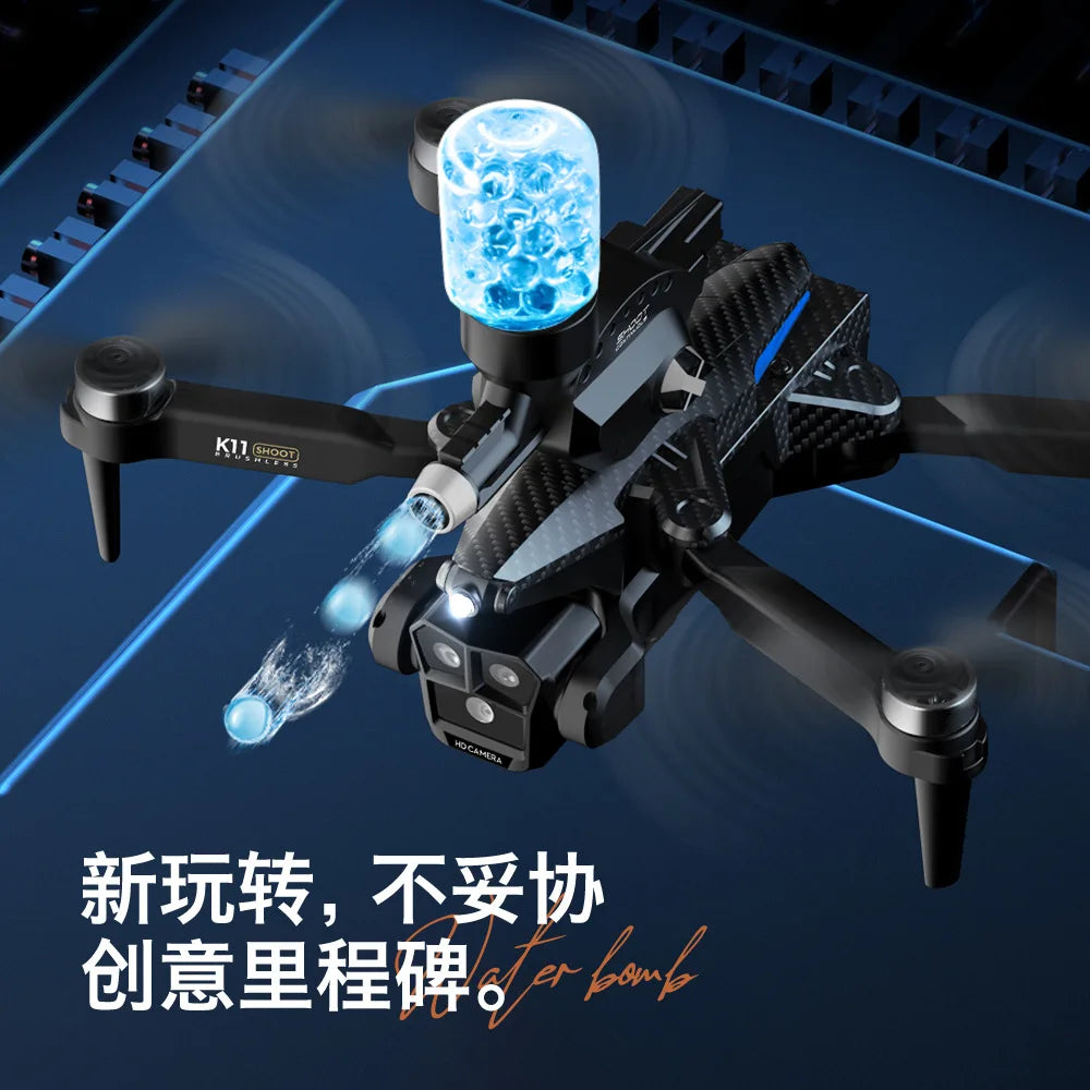 RC Quadcopter Capable of Launching Water Bombs Drone Optical Flow Three Camera Four Axis Aircraft Combat RC Plane Toys Gift Boys