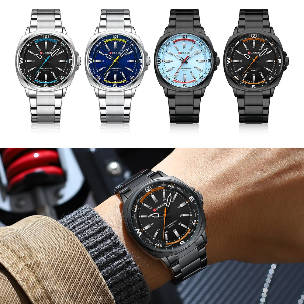 CURREN Fashion Unique Design Watch for Man Simple Business Stainless Steel Band Top Brand Men's Wristwatches