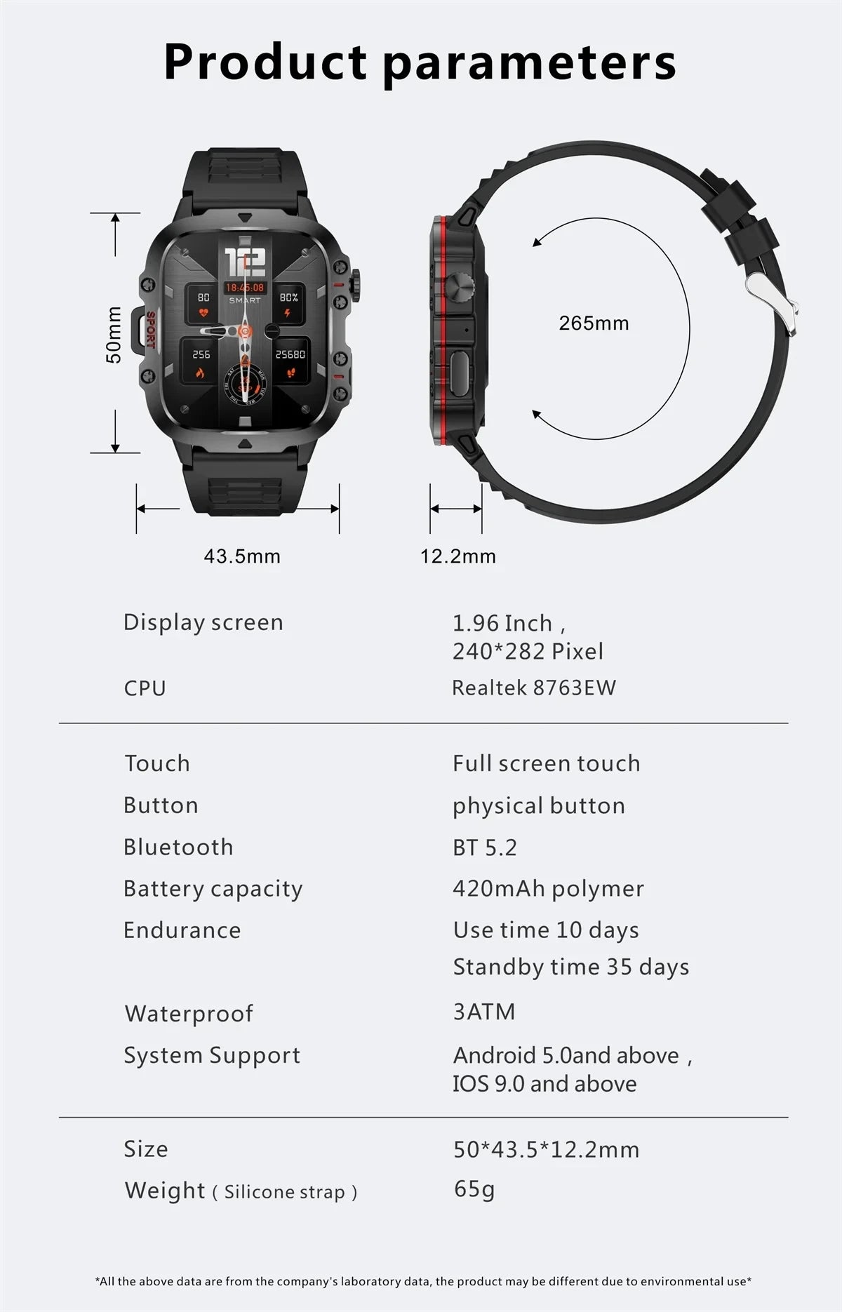 for Ulefone Power Armor 19T Armor X11 Smart Watch Touch Screen Sleeping Heart Rate Blood Oxygen Blood Pressure Monitor Fitness