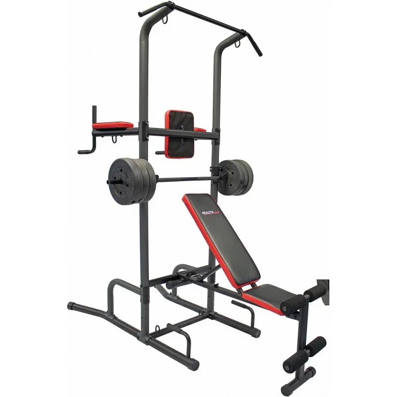 Health Gear CFT2.0 Functional Cross Fitness Training Gym Style Training Power Tower & Adjustable Workout Bench System for Pu