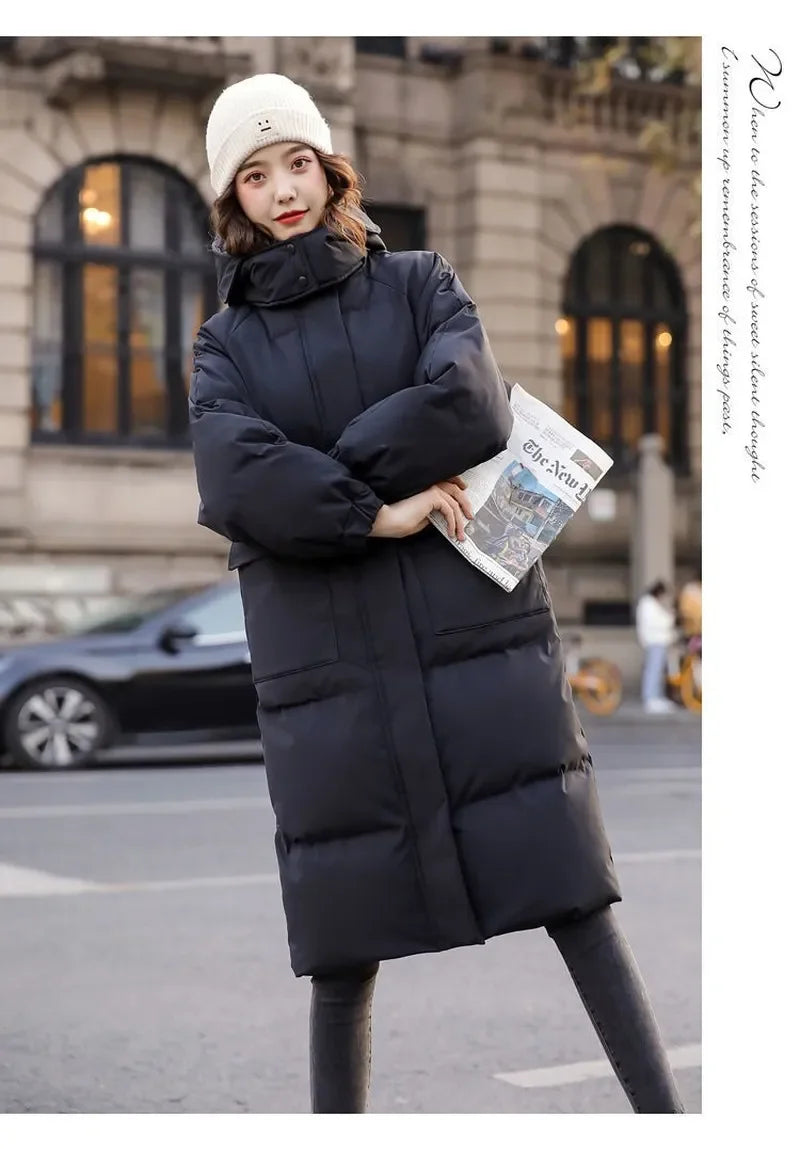 Down padded jacket women's winter clothing 2021 new style Korean loose cotton-padded coat mid-length padded jacket bread coat