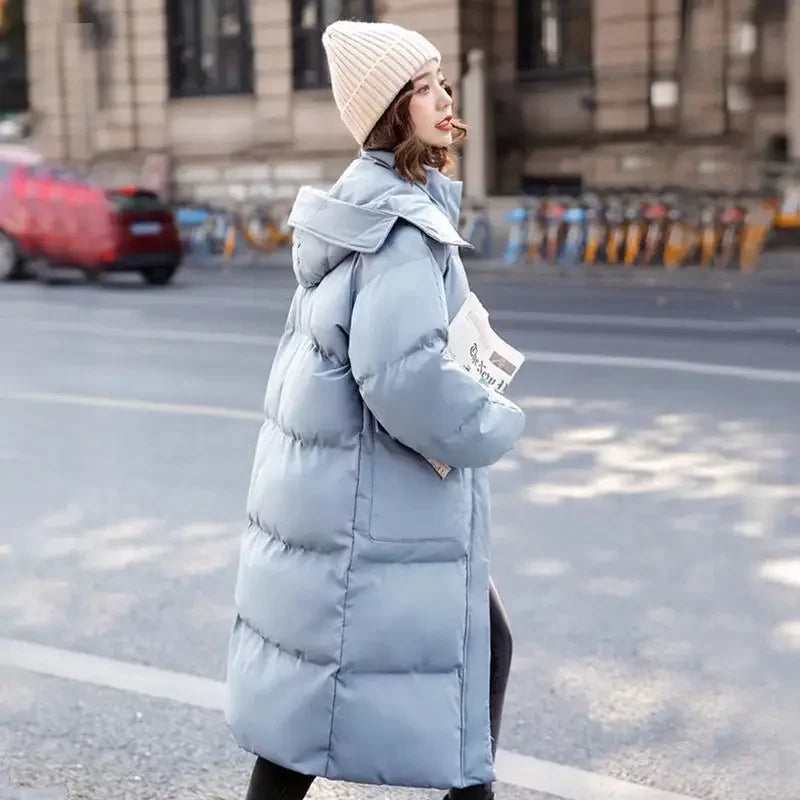 Down padded jacket women's winter clothing 2021 new style Korean loose cotton-padded coat mid-length padded jacket bread coat