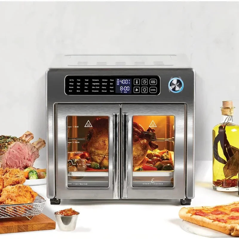 Emeril Lagasse 26 QT Extra Large Air Fryer, Convection Toaster Oven with French Doors, Stainless Steel