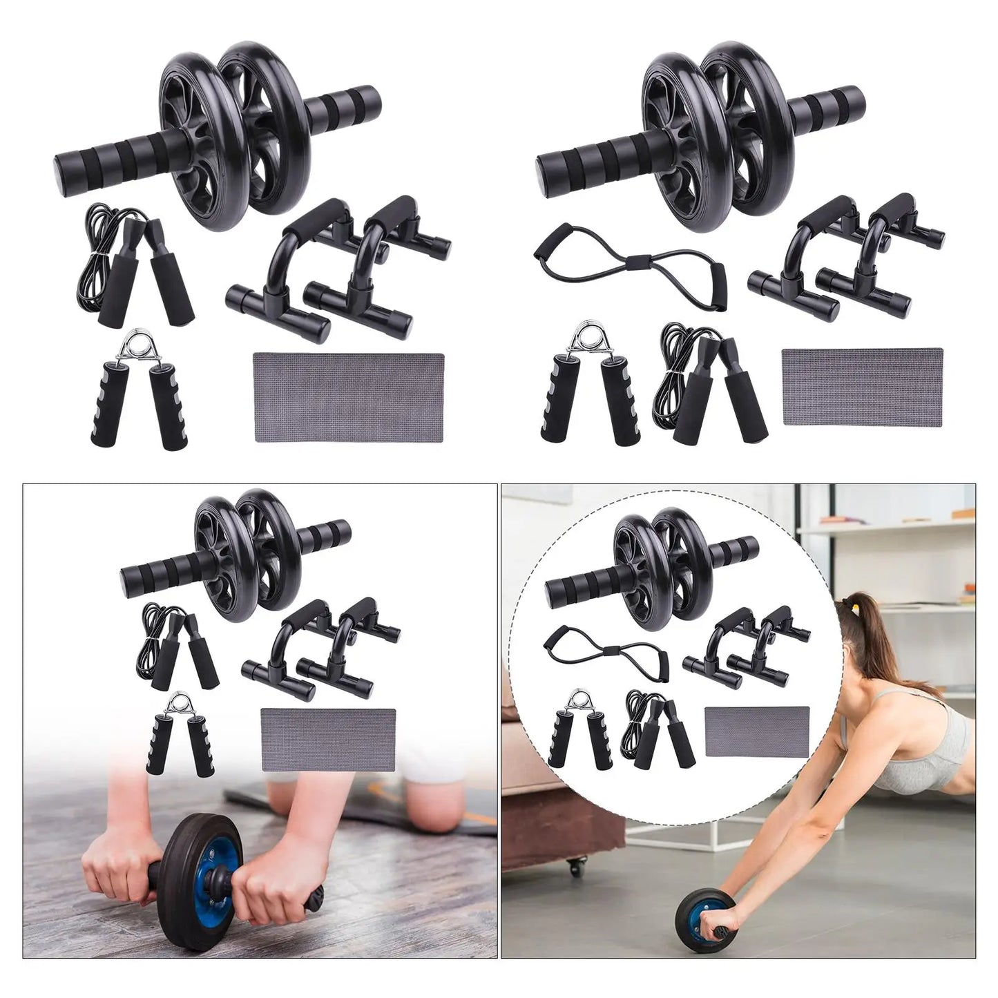 Ab Workout Equipment for Men Women with Abdominal Wheel, Knee Pad, Hand Gripper,