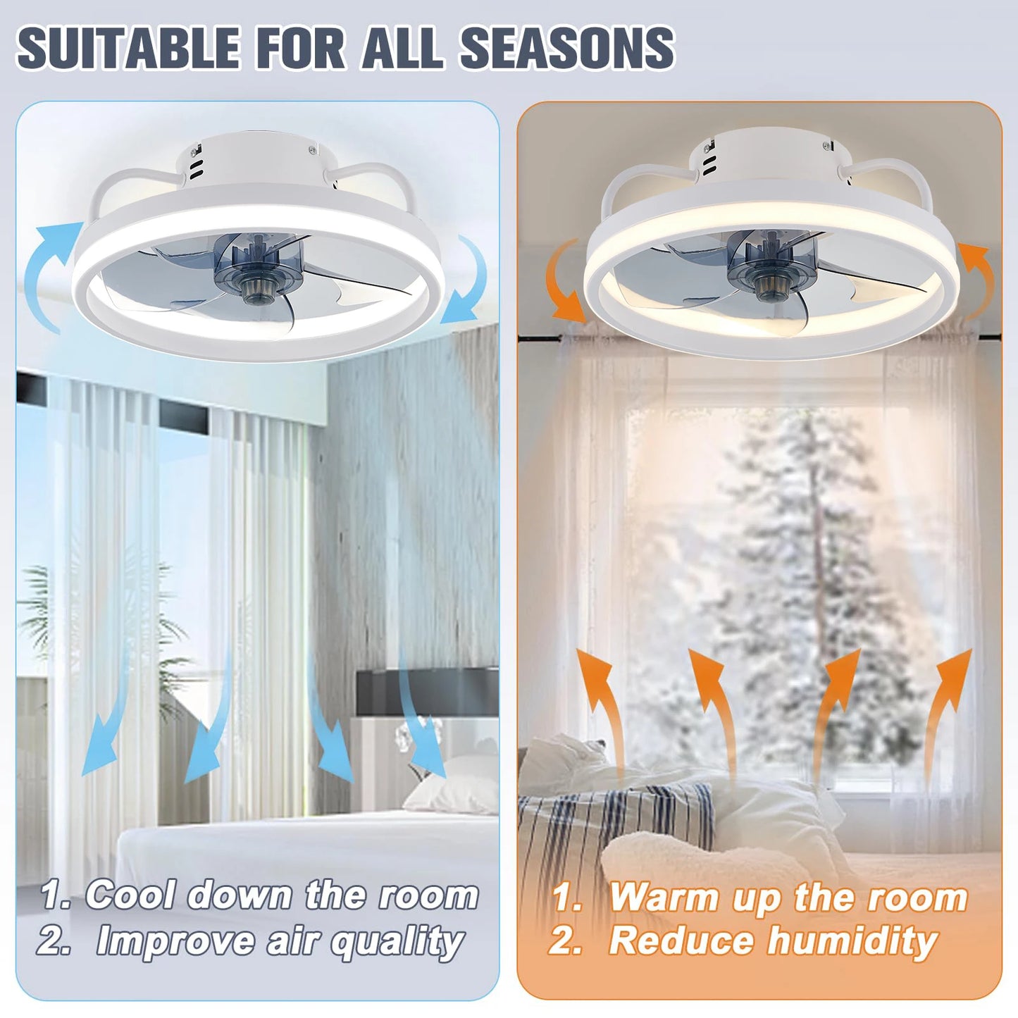 IRALAN ceiling fan fans with light and remote control Bedroom Decor Ventilator Lamp 33cm For Living Dining Room Home Decor