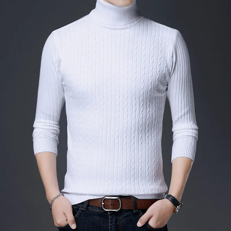 Winter Slim Sweaters For Men Turtle Neck Wool Long Sleeve Warm Knit Sweater Men's Clothing High Collar Men's Sweater Turtleneck