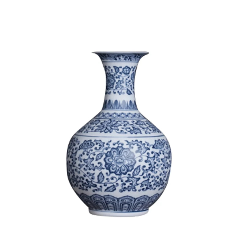 Jingdezhen-Blue and White Porcelain Flower Vases, Ceramic Vase, Interlocking Lotus Design, Home Decoration