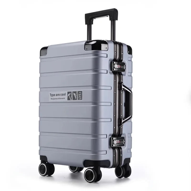 2024 Aluminum Frame Rolling Luggage Neutral Both Men Women Travel Suitcase Universal Wheel Password Boarding Suitcase