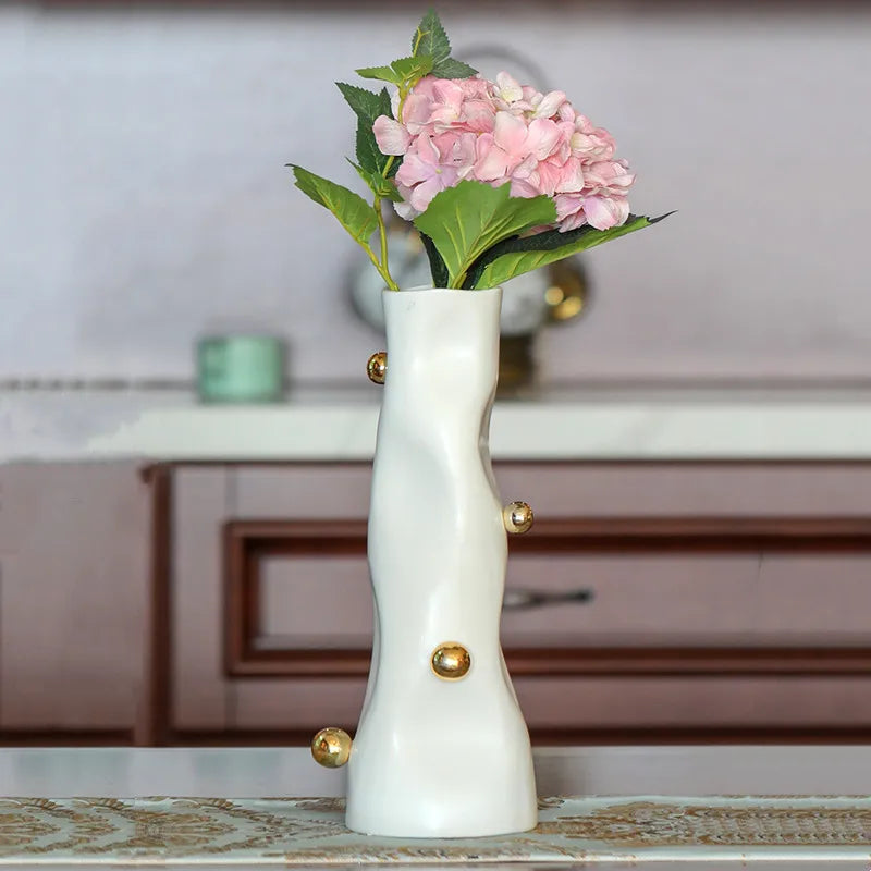 Resin Vase Geometric Sphere Irregular Flower Vase Porcelain Artifact Flower Arrangement Home Decoration Accessories Vases Pots