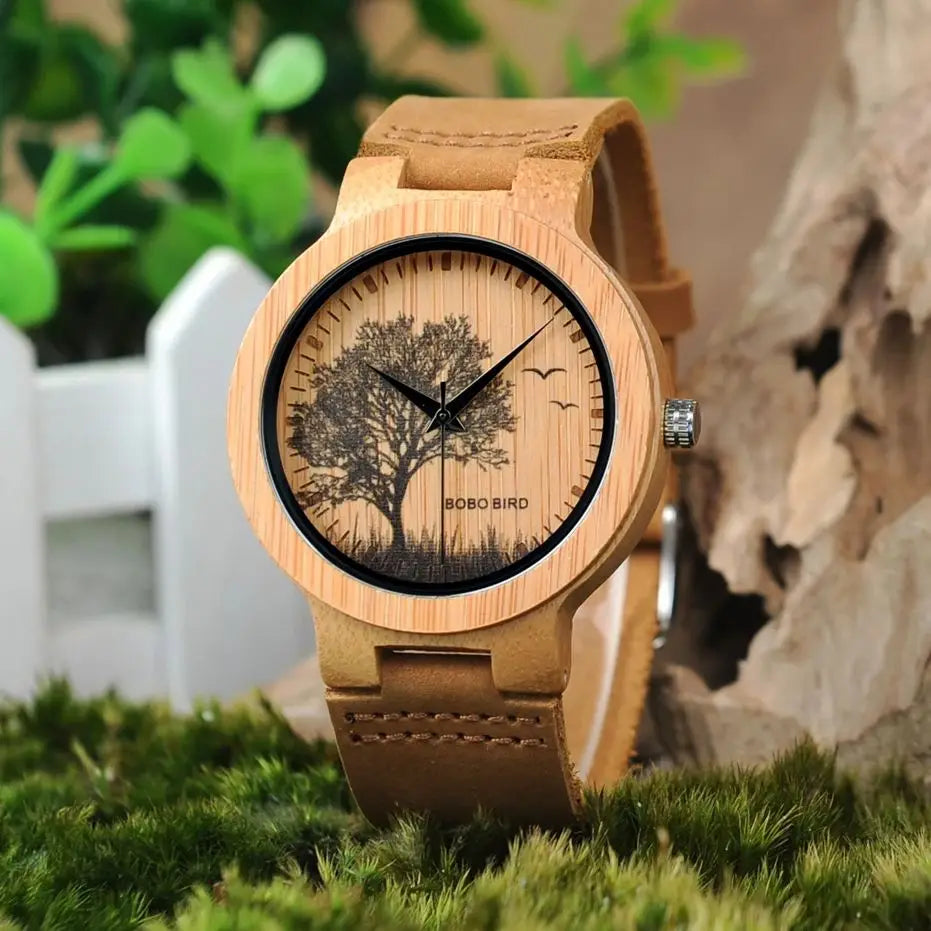 BOBO BIRD Wooden Watches Men Lifelike Special Design UV Print Dial Face Bamboo relogio masculino Gifts Timepieces C-P20 Custom