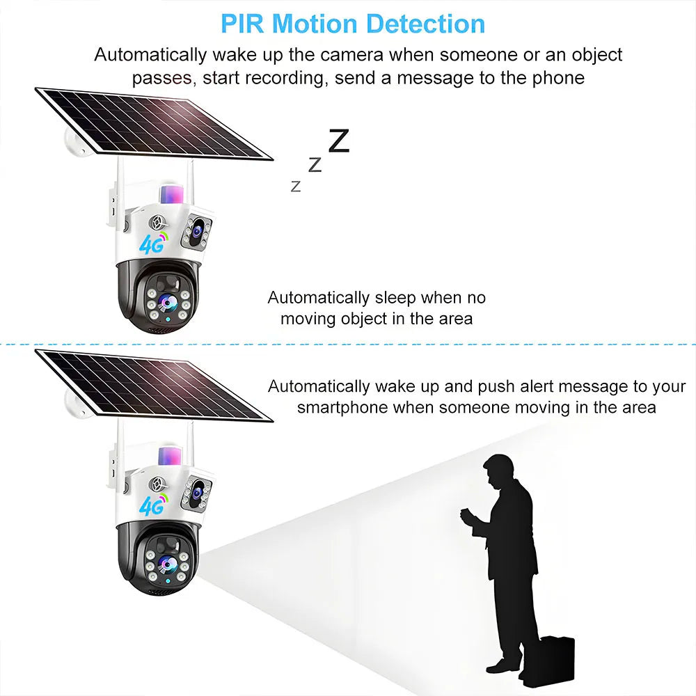 Solar Camera 4G SIM Card Wifi Surveillance Outdoor 4K 8MP 360 Wireless Night Vision Cctv Security Protection Ip Cameras